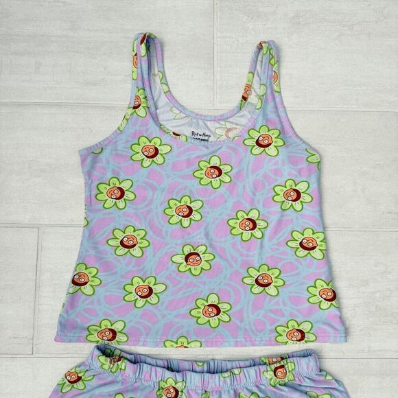 Rick and Morty Matching PJ Set Cami Tank Shorts Adult Swim Purple Green Medium - Picture 6 of 9